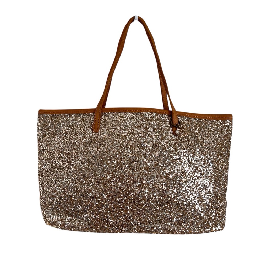 J Crew Crewcuts Gold Glitter Sparkle Tote Bag Holiday Glitzy Glimmer
